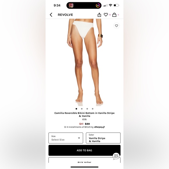 NWT KYA Abbey Reversible Bikini in Vanilla Stripe & Vanilla Size L - Picture 3 of 5